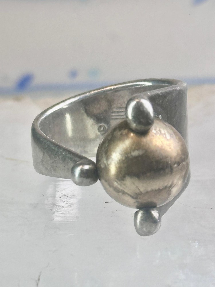 Moving Ball ring geometric kinetic solid band size 5.50 sterling silver women l
