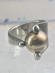 Moving Ball ring geometric kinetic solid band size 5.50 sterling silver women l