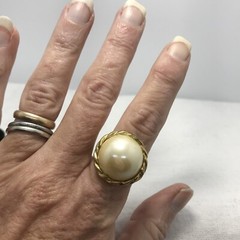 Vintage 18K GE Plated Signed A Faux Pearl Ring varied sizes