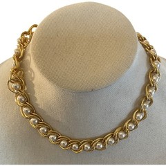 Vintage Faux Pearl Gold Chain Necklace Old Money Classic Regencycore Bridal