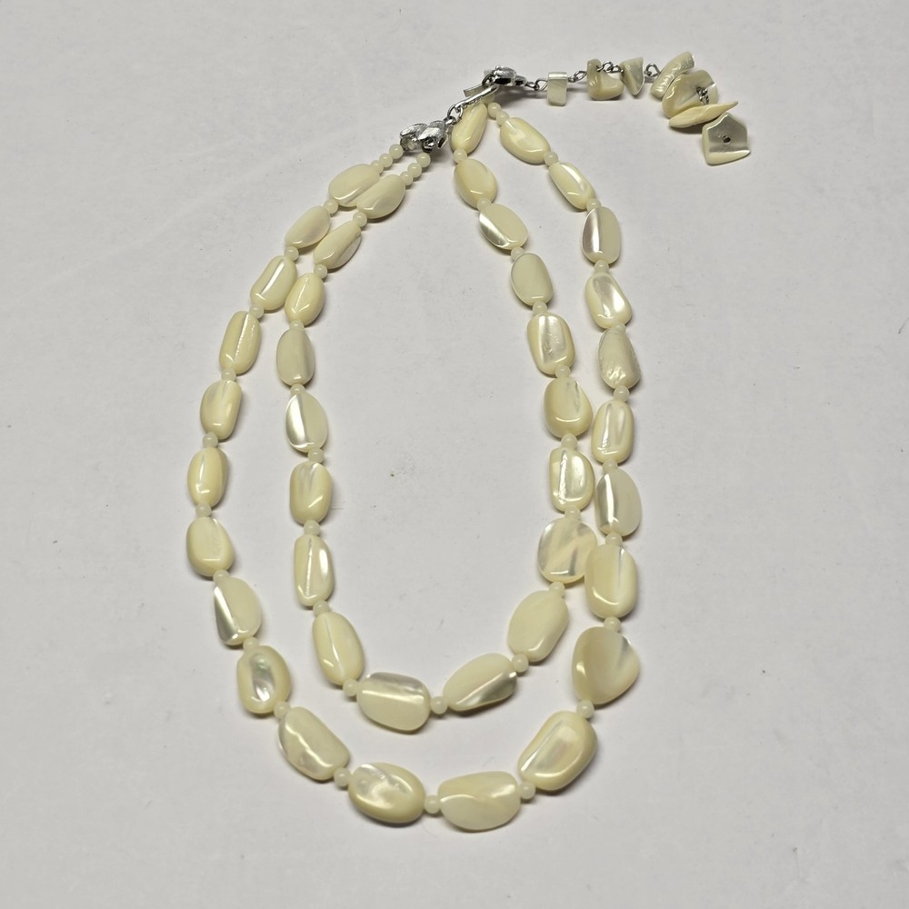 2 Strand Mother Of Pearl Necklace 15″
