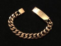 Vintage Speidel USA Mens ID Bracelet Gold Tone Curb Link Engraved -“FRED”- 8.5 “