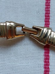 Vtg Choker Flatten Snake goldtone Signed TRIFARI black Enamel Statement 70s-80s