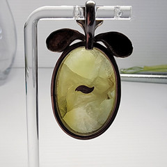 Vintage Prehnite Peridot Statement Pendant 925 Sterling Silver Large Boho 25g