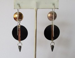 Pair of Antique French Brass & Cut Steel Earrings