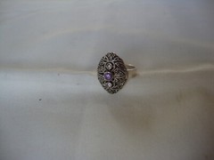 VTG PINK TOPAZ AMETHYST CITRINE W/ MARCASITE RING STERLING SILVER 925 SZ 6.5