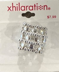 1″ Long Vintage 2001 Xhilaration Y2K Silver Metal Beaded Wide Ring Target OSFA