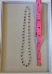925 Sterling Silver Peacock Pearl Station Necklace 16″ Taxco Style Vintage