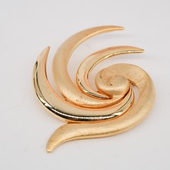Tona Modernist Swirl Brooch Gold Tone Dual Texture Spiral Pin VTG | 2.5″