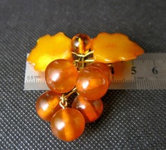 Vintage Baltic Amber Grapes Brooch USSR