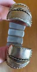 Vintage Statement Goth Rock Brutalist Aluminum Alloy Segmented Cuff Bracelet