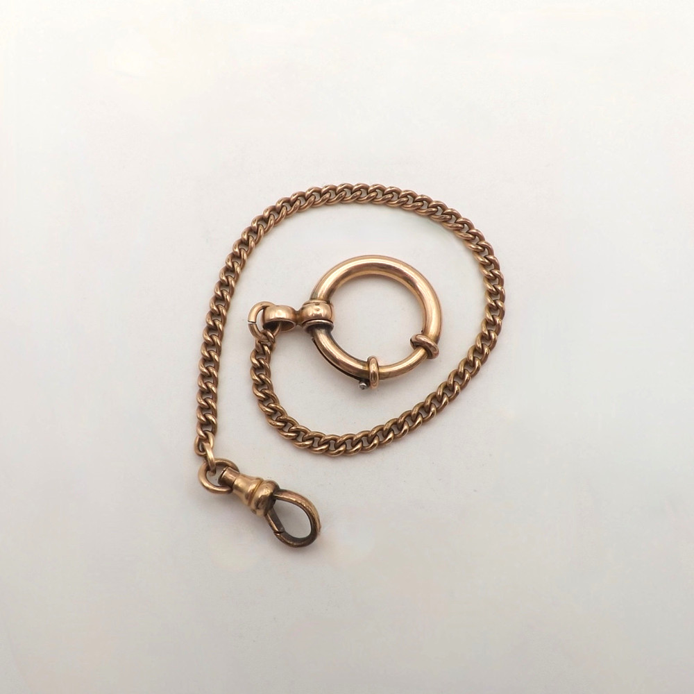 Victorian 12k Gold Filled Curb Link Pocket Watch Chain Bracelet 7in