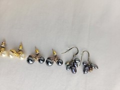 Lovely Carol Lee and Unbranded Gold and Silver Tone Faux Pearl Pierced Earrings