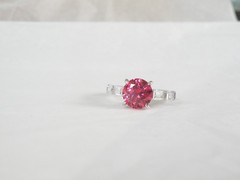 Vintage Sterling Silver 925 Simulated Pink Sapphire Unique Ring Size 7