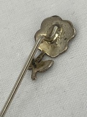 Vintage Turquoise Inlay Flower Stick Pin Silver Tone