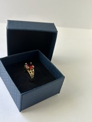 Vintage Red Cubic Zirconia Ring Gold Plated Womens Size 6.5