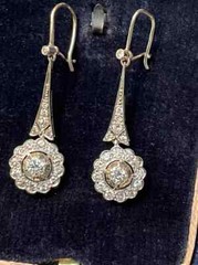 Art Deco Style Round Lab Created Diamond 14K White Gold FN Drop/Dangle Earrings