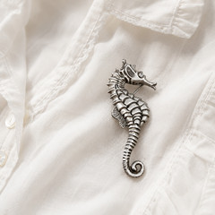 Vintage Beau Sterling Silver Seahorse Brooch Pin 2.5″ Coastal Beach Nautical
