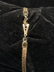 🔥 Vintage Signed Amway Gold Tone Metal Double Chains Bracelet 7″
