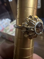 Vtg 1974 Avon SUNFLOWER Gold Tone Ring SunFlower Brown Topaz Wear & Patina 6.75