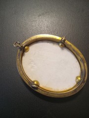 antique gold filled pendant/ Pin With Handpainted Porcelain Egyptian Revival