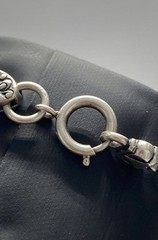 Vintage Sterling Silver Cross Medallion Link Bracelet Fleur-de-lis 7.5″