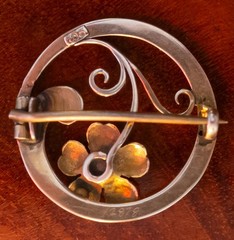 Antique 5 Leaf Clover Brooch 9ct Gold Seed Pearl Edwardian Lucky Charm #12878