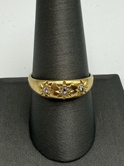 Antique Victorian 18K Gold Star Set Old European Diamond Gypsy Ring Sz 10
