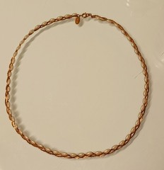 Vintage Medici Classy Gold Tone Twisted Chain Link Rice Pearl Necklace