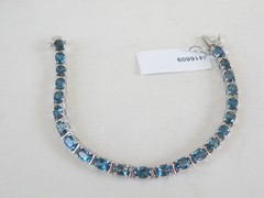 New Sterling Silver 925 Natural Heated London Blue Topaz Tennis Bracelet Fits 7″