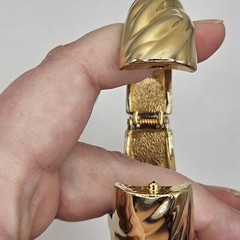 Vintage Clamp Cuff Bracelets Set Of 2 Gold And Silver Tone Costume Jewelry