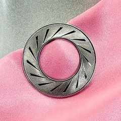 Vtg 1950s 50s Open Circle LIEBA Silvertone SCARF CLIP Slide SIGNED Round!
