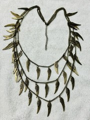 Multi Strand Layered Bronze Chain Necklace Wing Charms n955
