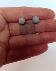 Vintage Goldtone Light Lavender Jade Stud Earrings 9 mm