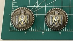 Vintage Earrings Thunderbird Southwestern Silver-Tone Pierced Disc 1.25″