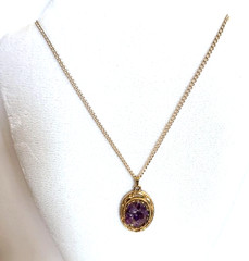 Vintage Amethyst Cluster Pendant Necklace Gold Tone Purple Stone Germany 18 in