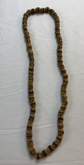 Vintage Hand Painted Wooden Bead Necklace Brown Tan Tribal Boho Ethnic 22”