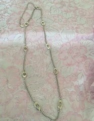 VTG Guess Designer Fashion Necklace Letter G Stations Silver Tone Metal Alloy
