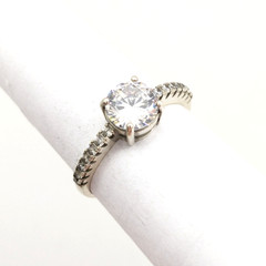Vintage Elegant RING Silver 925 with Bright Stone -size: 8.5US (18.5mm)| UA #57