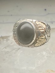 Black Hills Gold ring onyx leaves band size 11 sterling silver women men