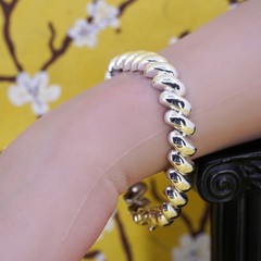 6.5” 10mm, Vintage Italian sterling silver link bracelet, 925 San Marco chain