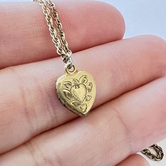 Vintage 1/20 12K GF Heart Shaped Locket and Chain Necklace Signed H.F.B. – 2.82g