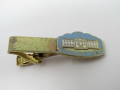 Vintage 1968 Nixon Election Winner White House Tie Clip Bar Gold Tone Enamel