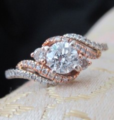 14k Gold Diamond Crossover Engagement￼ Ring Solitaire LLJ Modern Heirloom 585