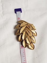 Vintage Crown Trifari Leaf Brooch Trifarium Gold Tone Leaves Layered Signed