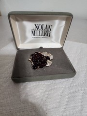 Nolan Miller Bordeaux Grape Pin Brooch *MINT NOS W/ ORIGINAL BOX & COA*