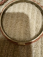 3 Vintage Bangles Wood, Leather, And Gold Tone