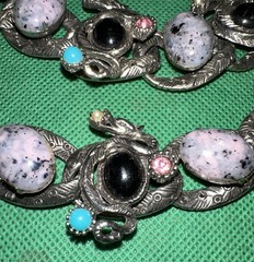 Rare 1950s Selro Selini Dragon Egg Parure Necklace,Earrings,Bracelet Rhinestone