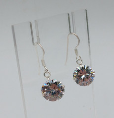 VTG 925 Lead Crystal 1in Drop Earrings Sterling Silver 2gtw Brilliant Faceted