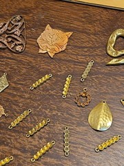 Lot Of 50 Mixed Parts Pcs France Vintage 60s Brass Stampings Findings Jewelry